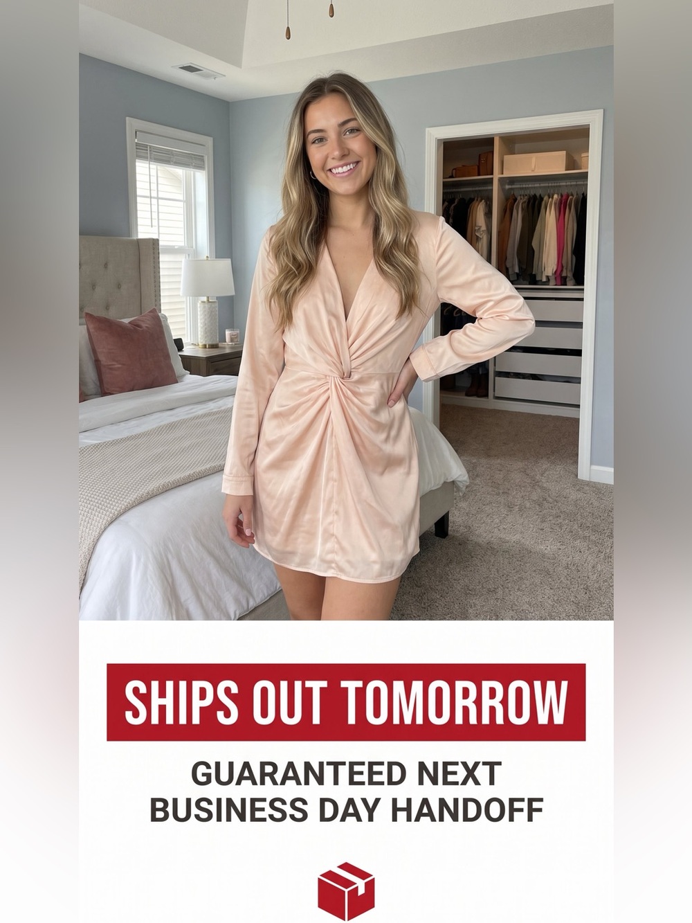 Fashion Nova Blush Pink Long Sleeve Twist-Knot Mini Dress